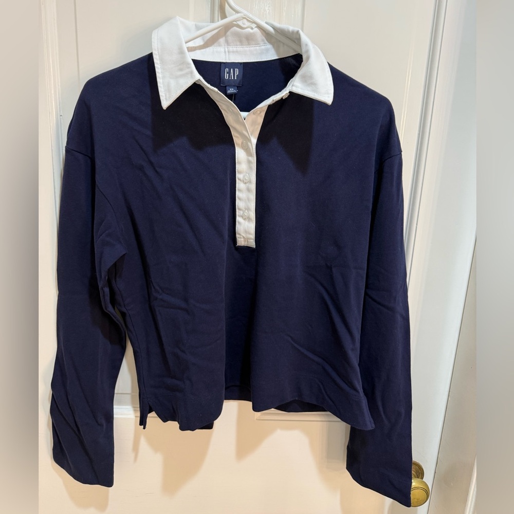 GAP Navy and White Polo Shirt